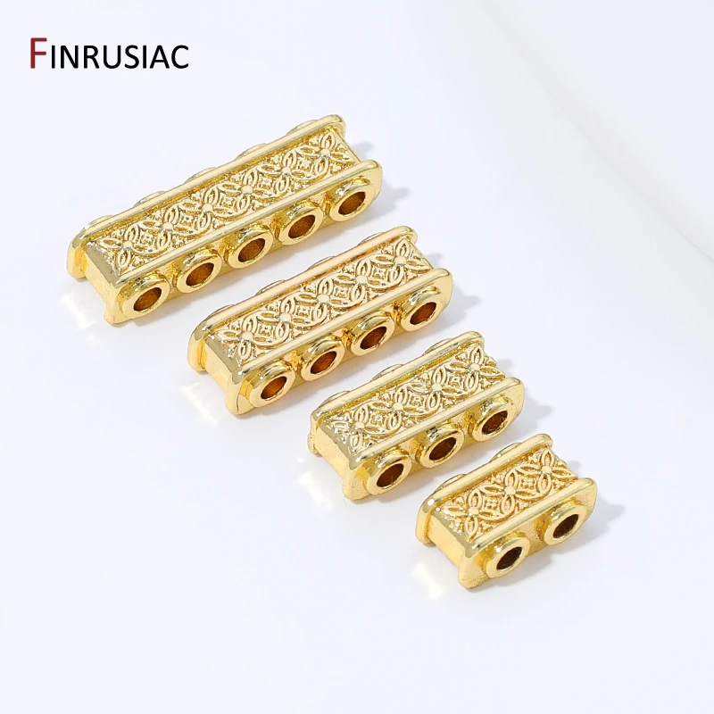 18K Gold Plated Brass Rectangle Shape Spacer Beads For Jewelry,Multi Strand Separator Beads Bars for DIY Bracelet Making Finding view 2