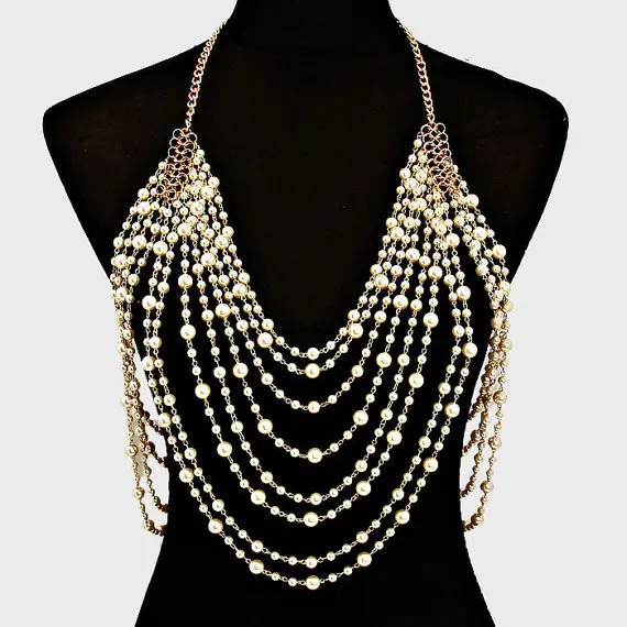 

New pearl necklace amazon special body chain jewelry body chains