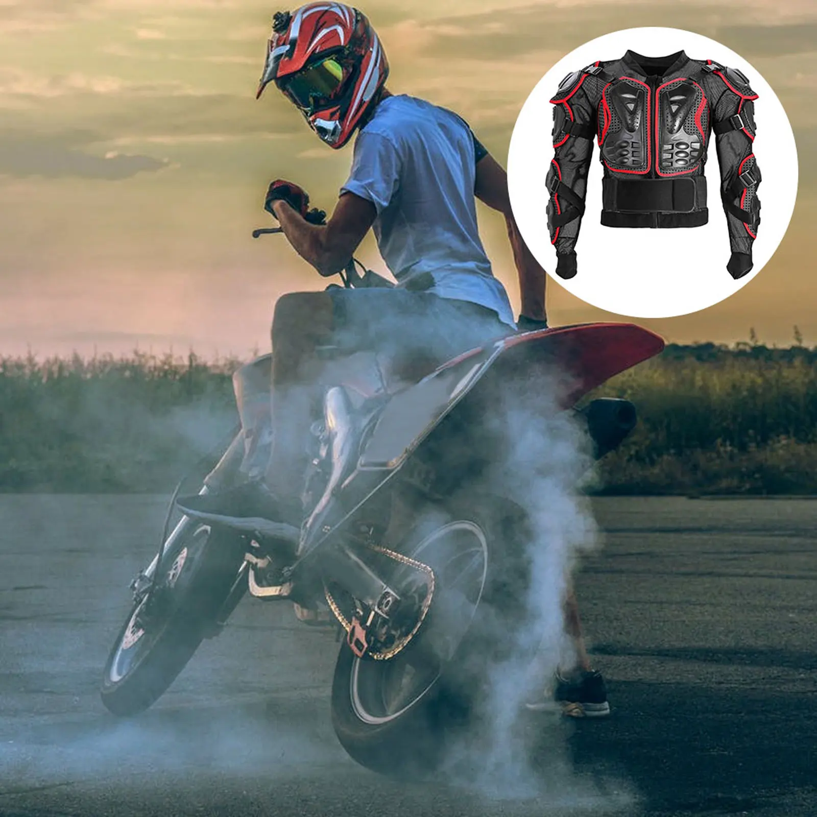 

1Pcs Full Protective Motorcycle Cross-Country Cycling Sports Jacket with Removable Back Waist Breathable