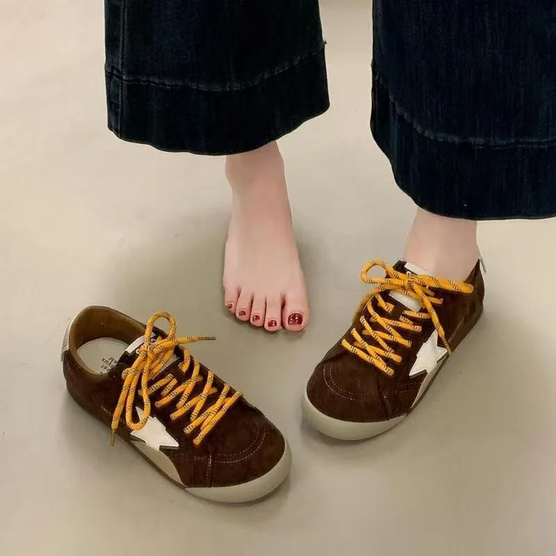 

Low-Top Casual Sport Shoes Spring Autumn Women's New Style Star Lace Up Thick Soled Board Shoes Versatile Flats Women Shoes