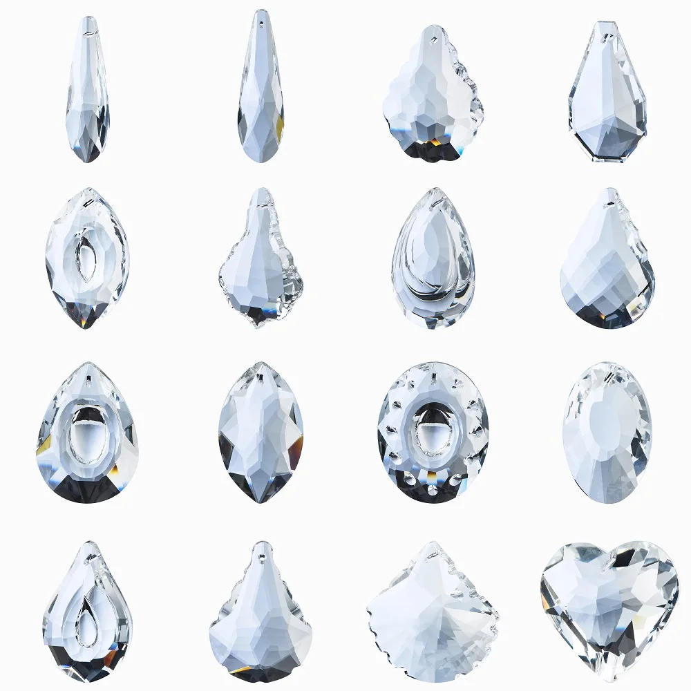 1Pc 50mm Glass Crystal Prism Pendants With Octagonal Beads Glass Drop Chandelier Crystals Suncatcher Hanging For Decoration