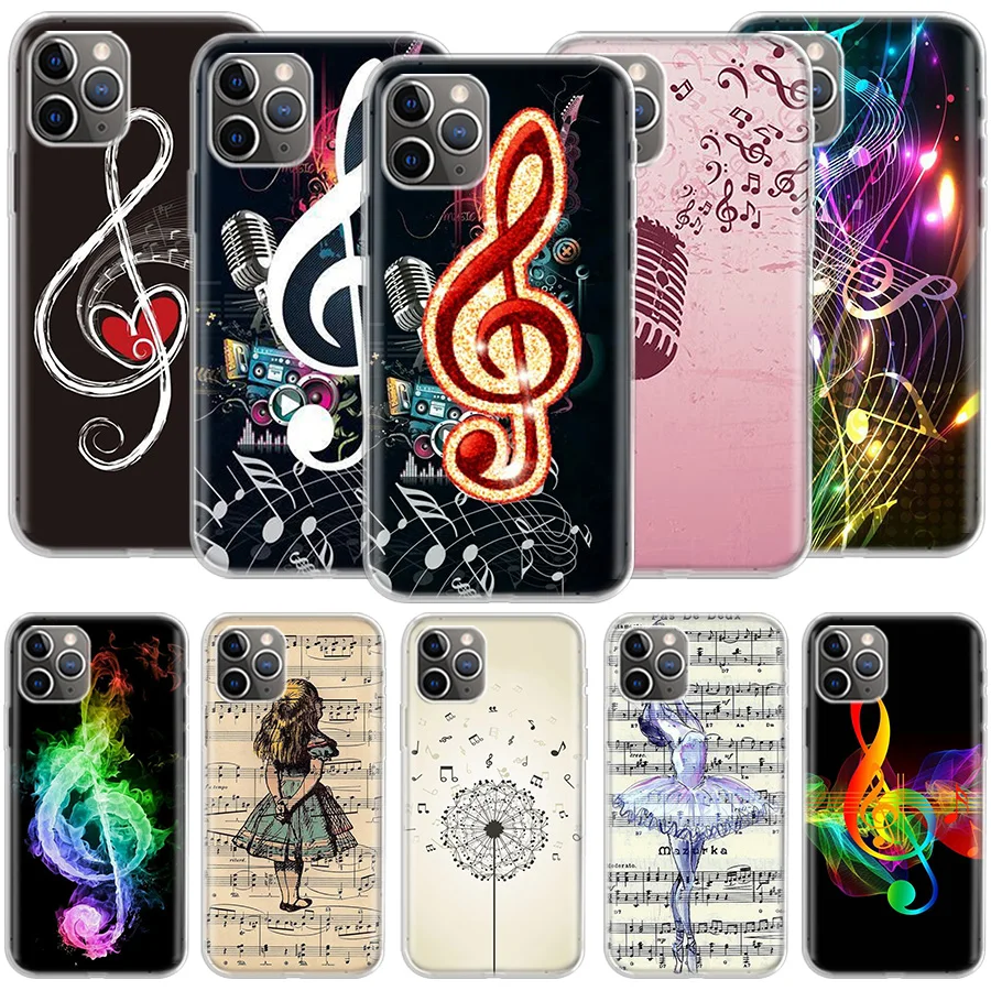 Emotional musical symbols Phone For Apple Iphone 14 12 13 15 Pro Max Mini 11 16 Plus X XS XR Case SE 2020 Shell Cover Clear TPU