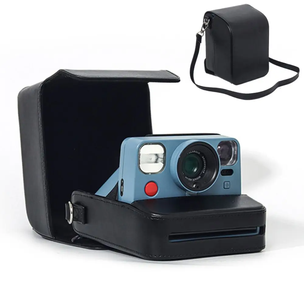 PU Leather Instant Film Camera Storage Bag Hard Shockproof Protective Cover Black with Strap for Now/Now+Gen2/3