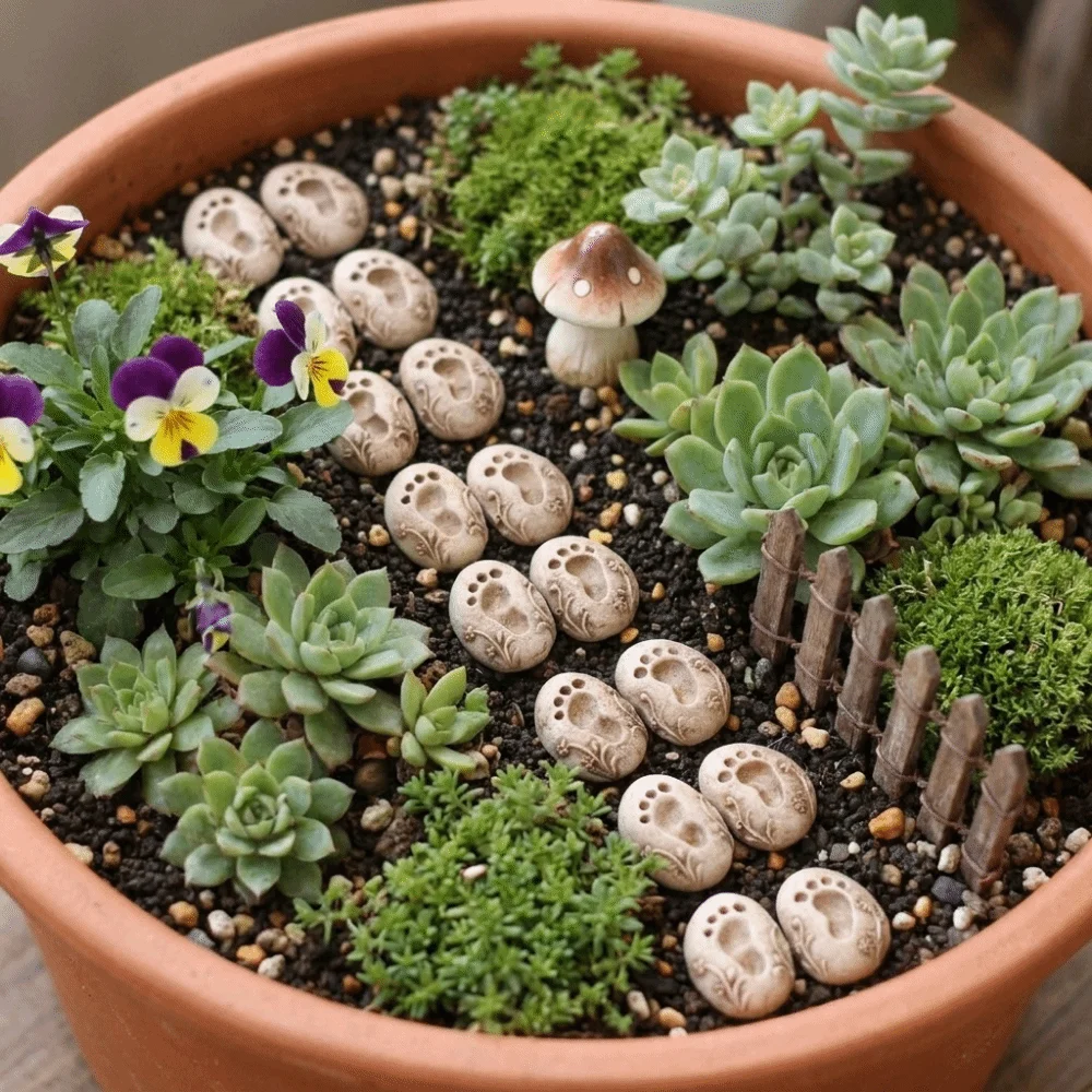 20PCS Resin Footprint Stepping Stones Small Realistic Texture Potted Footprint Ornament Decorative Footprint Paving Stones