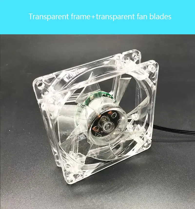 8CM chassis fan transparent luminous seven color red, blue, green, white large 4pin+small 3pin computer cooling fan