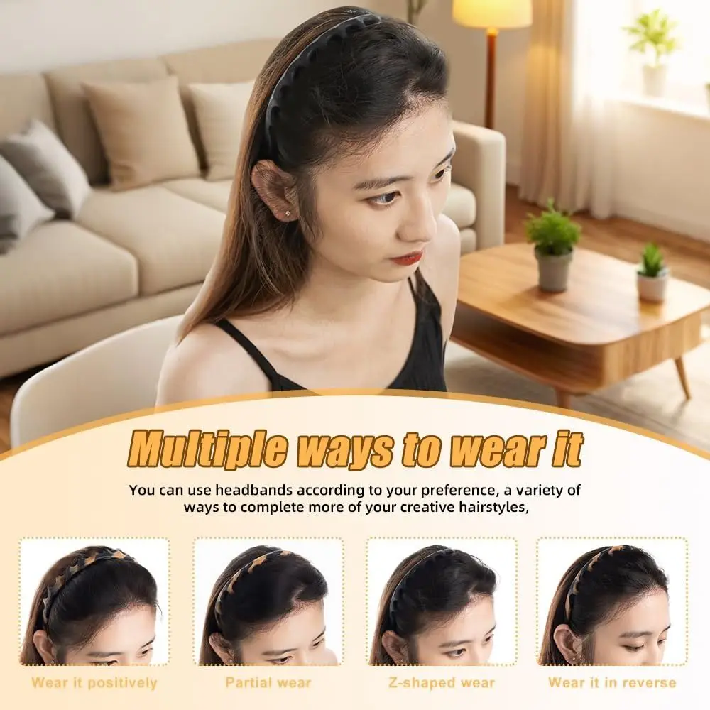 

New Silicone Zig Zag Headband Flexible Soft Head Bands Washable Black Color U Shaped Headband Women Girls