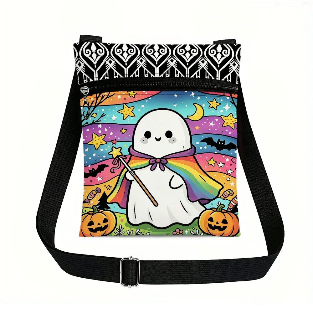 Halloween Ghost Cape Crossbody Bag Portable Small Phone Pouch with Adjustable Strap Great for Camping Beach Daily Use