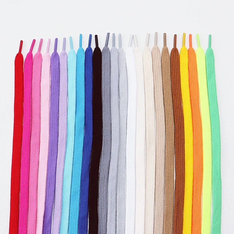 1Pair 8mm wide classic solid color shoelace Flat cotton shoelace Sneakers canvas shoes quality shoelaces 80/100/120/140/160cm