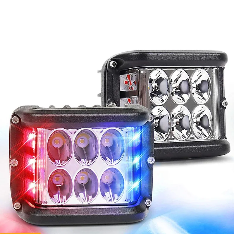 

4-дюймовая светодиодная подставка для бездорожья, передняя фара на стойке А, двухсторонняя стрельба, красный, синий, белый, DRL, рабочий свет для автомобиля, грузовика, лампа