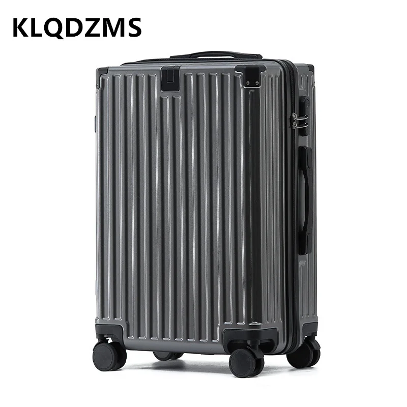 

KLQDZMS 20 "22" 24 "26" 28 дюймов дорожный чемодан, новый утолщенный прочный чемодан на колесиках с алюминиевой рамой, однотонный посадочный ящик, чемодан на колесиках