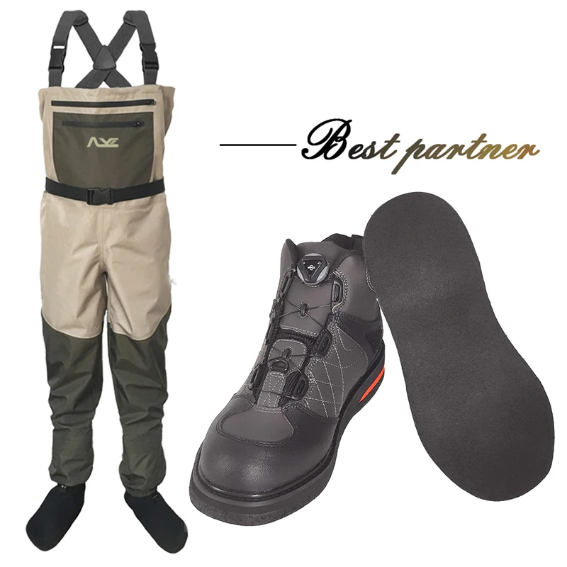 

Fly Fishing Waders and Shoes Waterproof Wading Clothes Non-slip Felt Sole Reef Rock Fishing Shoes Overalls Hunting Fishing Boots