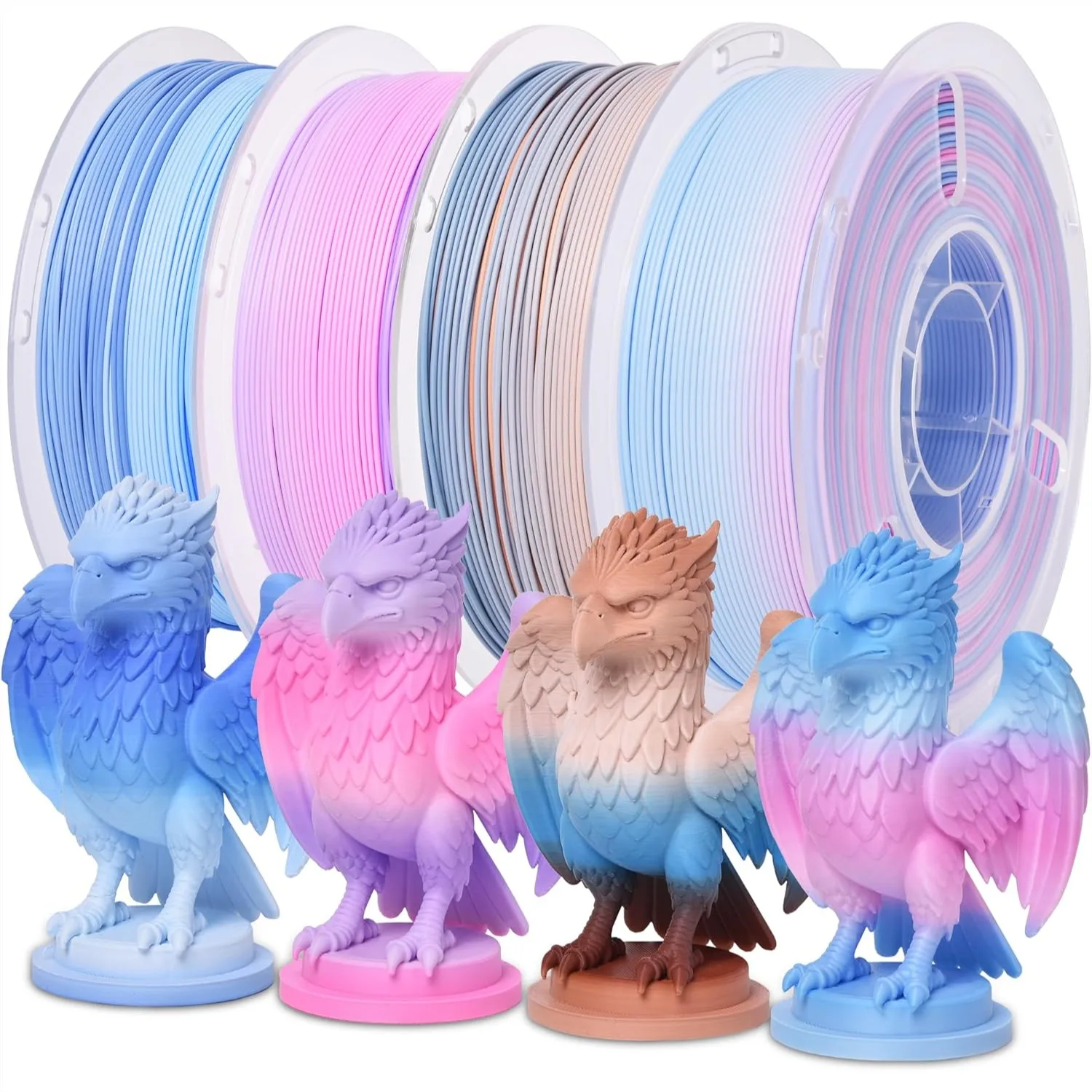 

Matte Rainbow PLA 4-Pack 3D Printer Filament 1.75mm 4 Colors Bundle 1kg Each
