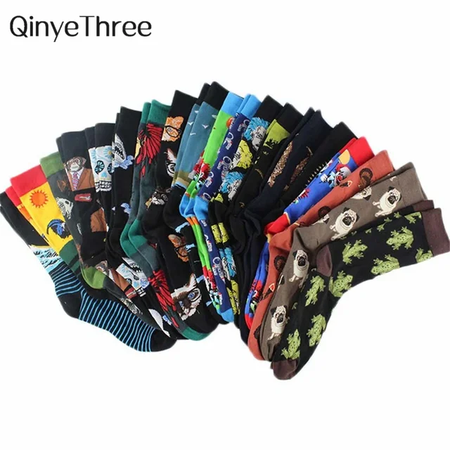 Nowy Unisex Funny Dinosaur Shark Cat Dog Deer Skull Frog Fish Owl Cock Ocean Waves Pug Monkey Astronaut Men Women Socks Dropship