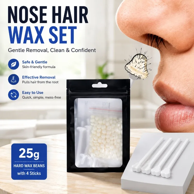 Nose Hair Removal Wax Kit Special Depilatory Wax for Men Women Disposable Wax Sticks Safe Gentle Sticky Formula Clear Nasal