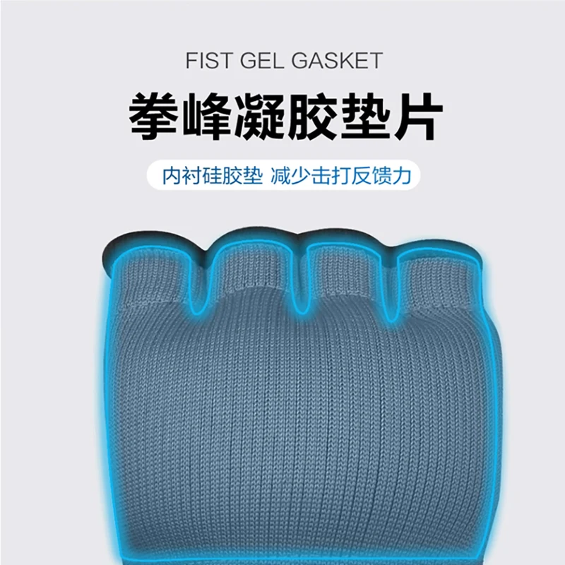 1 par de luvas de envoltório de mão de boxe de gel ajustável luvas de meio dedo suporte com alça de pulso longa mma boxe equipamento de proteção de mão