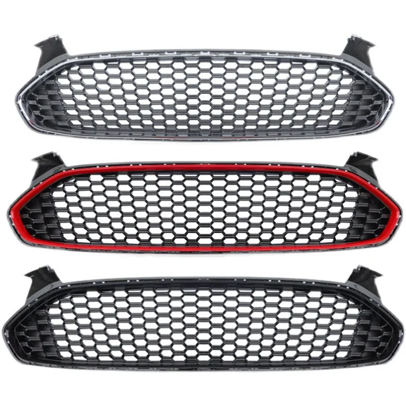 2013 2014 2015 2016 For Ford Fusion Honeycomb Racing Grills Gloss Black Front Bumper Grille Mesh Replace Car Accessories