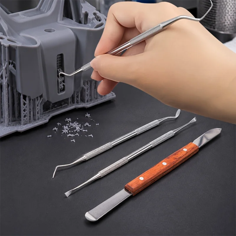 4Pcs 3D Printer Post Processing Tool Kit, Stainless Steel Scraper and Pick Set for Resin Support Removal, Cleaning and Finishing