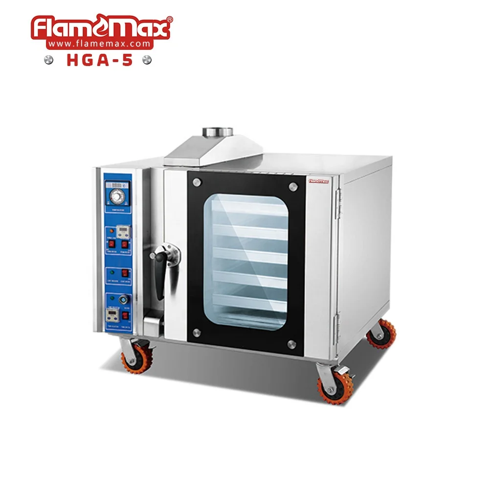 Commercial 5-pan Free Standing Mobile Kitchen Equipment Electric Convection Bread Biscuit Baking Oven With Pulleys