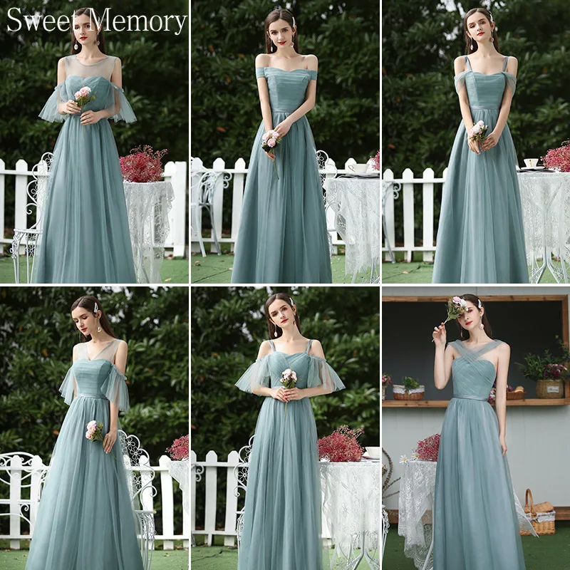 Customize Sweet Memory Mesh Net Tulle Long Bridesmaid Dress Girls Lady Women Dresses for Party Wedding Party Prom Cocktail Robe