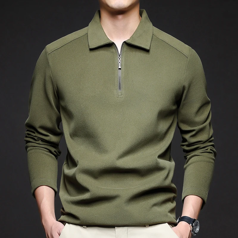 

2025 New German Velvet Undercoat Men's Autumn/Winter Warm Top Double Sided Velvet Solid Color Zipper Flip Collar