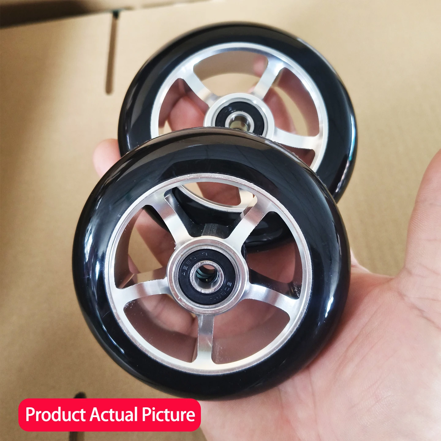100mm Aluminum Core Stunt Scooter Wheels with ABEC-9 Bearings, Wear-Resistant PU Replacement Parts
