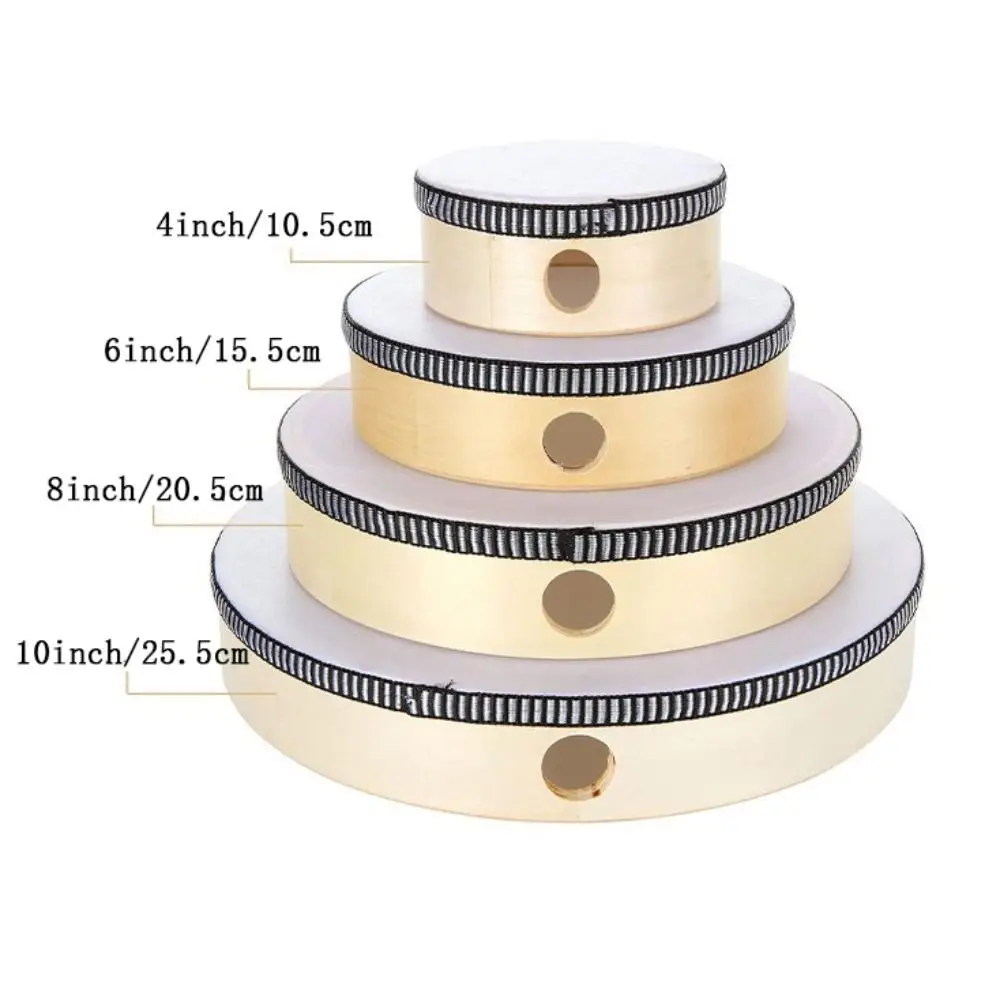 هدية 4/6/8/10 بوصة طبلة يدوية خشبية يده آلة موسيقية آمنة لعبة إطار خشبي مريحة حمل الاطفال طبل هدايا عيد الميلاد #2