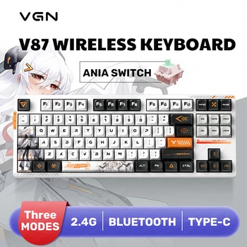 VGN V87 Pro Mini Wireless Mechanical Keyboard 2.4G Bluetooth Wired Gaming Keyboard RGB Hot-swap gamer Non-contact keyboard