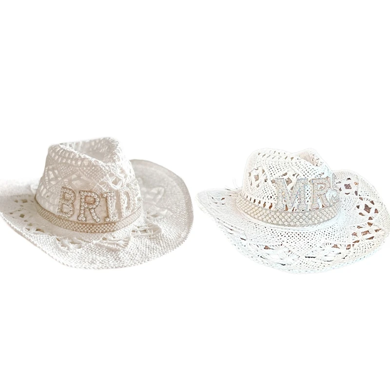 Summer Adult's Hat Straw Hat Men and Women Sunproof Manual Straw Summer Vacation Hat Bride Hollow Sun Caps