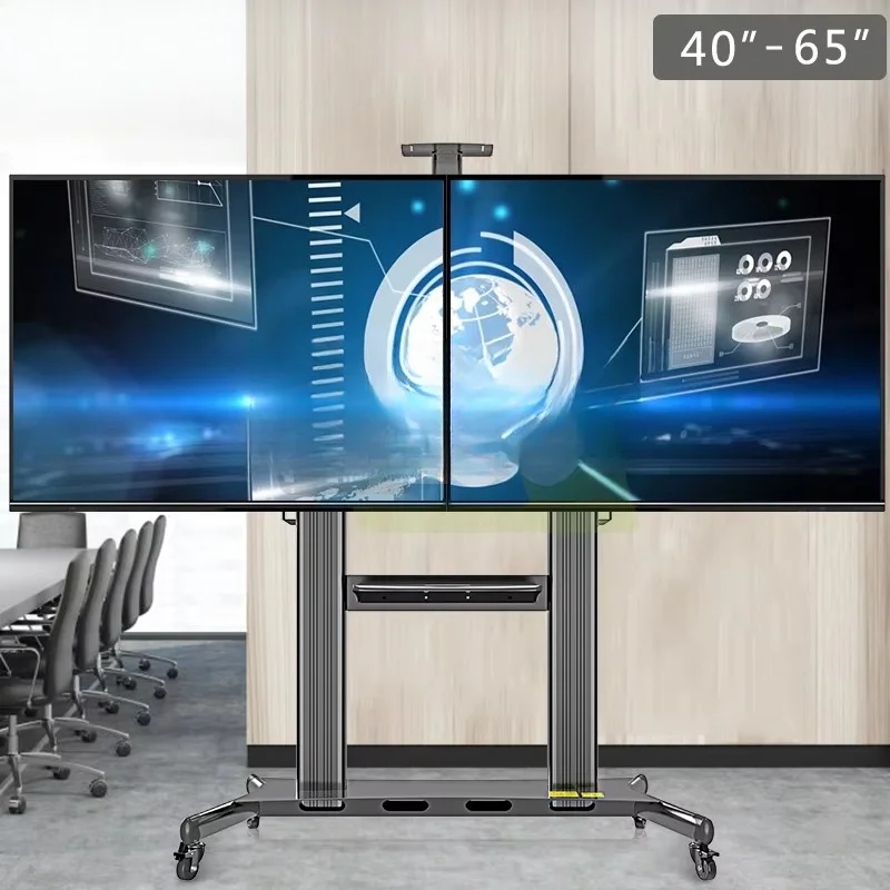 AF200 Dual Mount Dual Monitor Stand, nebeneinander mit Rädern