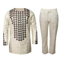 African Dress For Man Bazin Riche Embroidery Design Man Suit Top And Pants