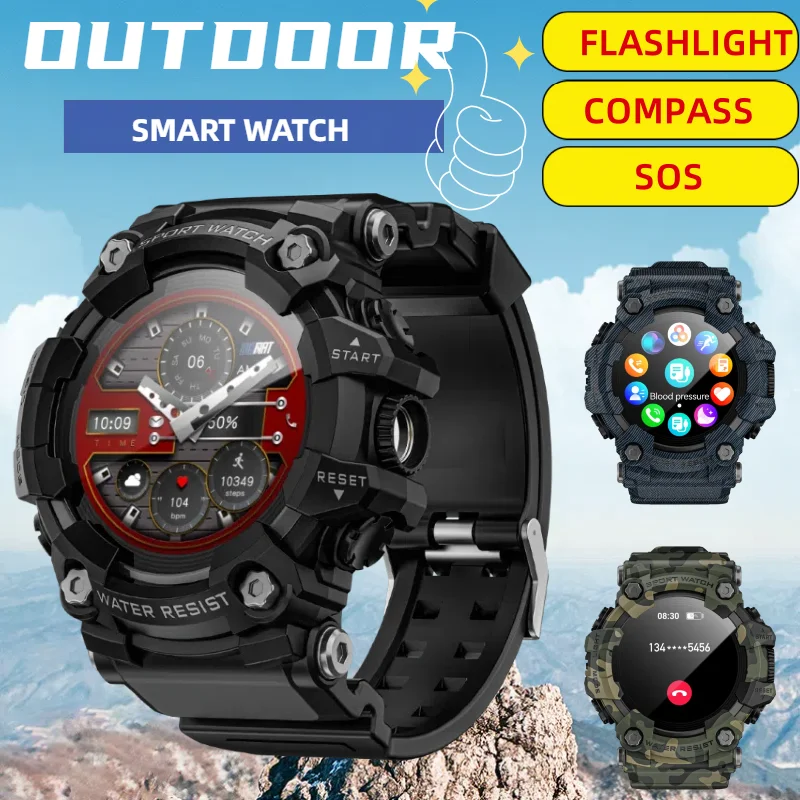 LOKMAT ATTACK-GT Upgrade Sport Smart Watch Waterproof Bluetooth Calls Rugged Smartwatches Flashlight Fitness Tracker for Phone