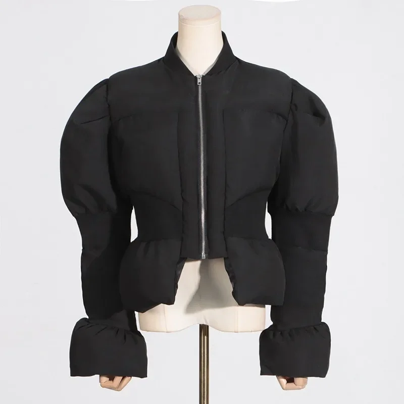 2025 Winter New Items Fashion Women's Waist-cinching Slimming Design Warm Jacket Casual Solid Color Stand Collar Zip Cotton Coat
