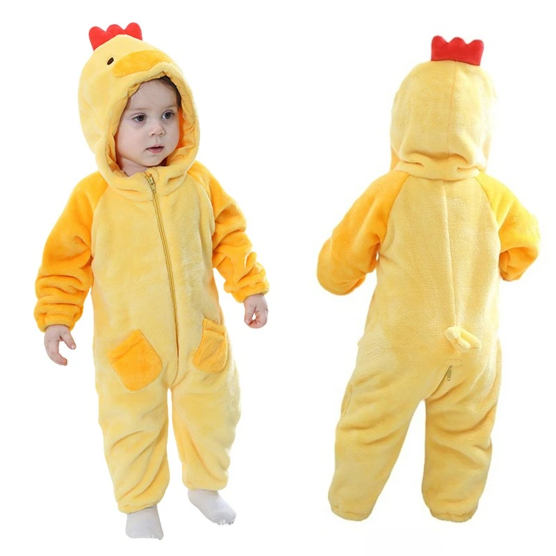 Kawaii Yellow Chick Costume Baby Girl Clothes Bodysuit  Animal Cosplay Jumpsuit Infant Boy Girls Toddler Outfits Newborn Pajamas