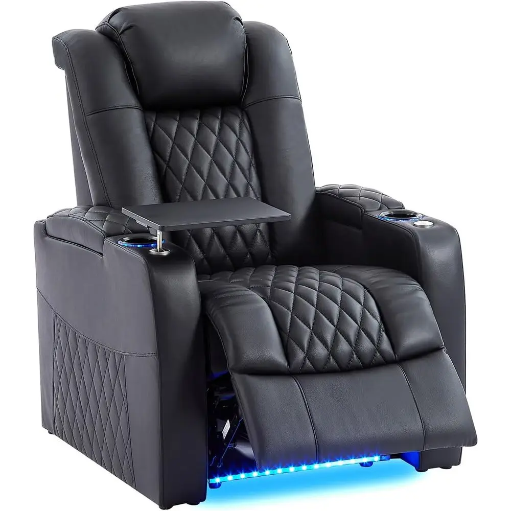 

Home Theater Recliner Chairs with USB Port, Classic Style for Movie Nights in Living Room or Bedroom (Black)