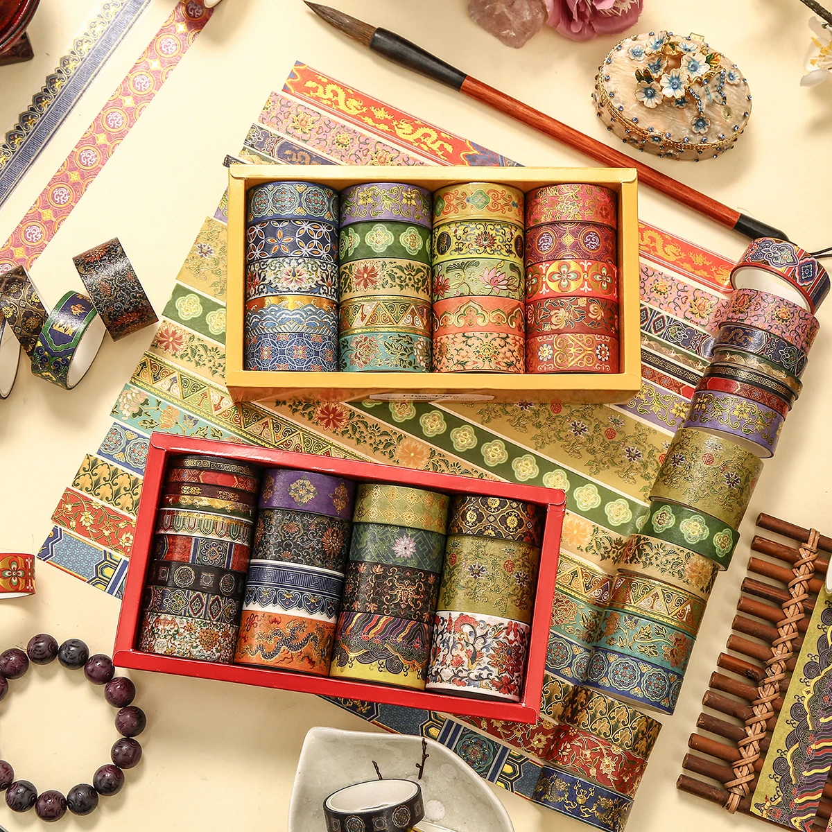 

Лента васи в китайском стиле, 20 рулонов, золотая фольга, винтажные принадлежности для скрапбукинга, журнал «сделай сам», декоративная лента для фотоальбома