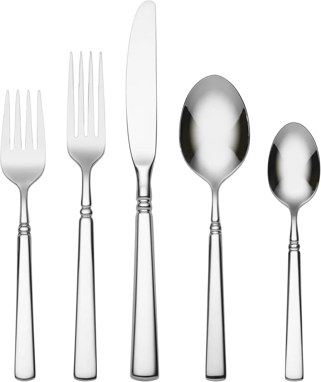 

5-Piece Stainless Steel Flatware Set, Dishwasher Safe, 18/10 Silverware for Home Kitchen Utensils