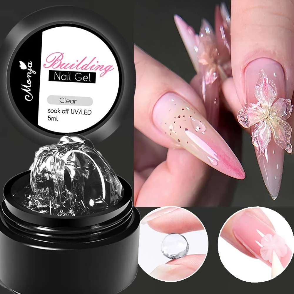 15ML Trasparente Antiaderente Estensione Solida Smalto Gel per unghie Gelatina Bianco Rosa Gel UV per Scultura 3D Modellatura Intaglio Fiore Gel per unghie