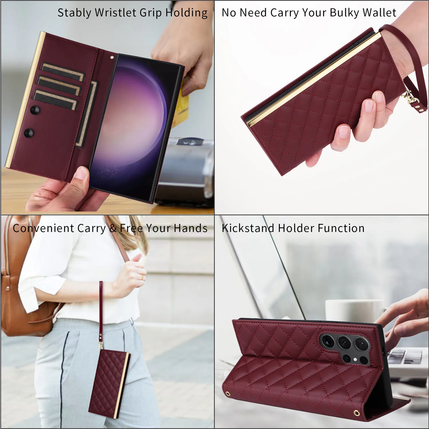 Flip Phone Case Protect Cover For Samsung Galaxy S9 S10E S20 S21 FE S22 Plus S23 S24 Ultra Magnetic Stand Leather Wallet Cover