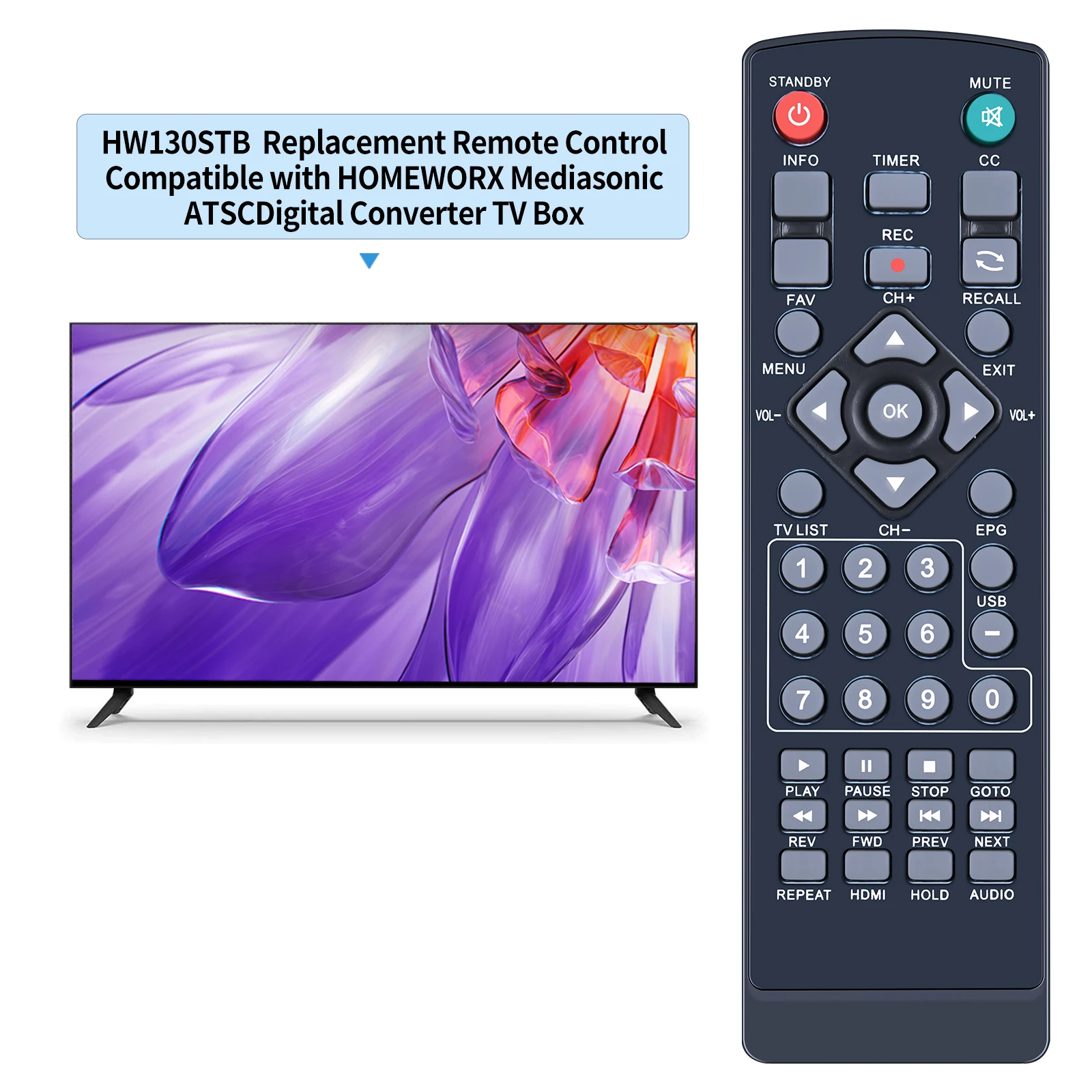 Nuevo control remoto para Mediasonic HomeWorX HW130STB HW180STB HDTV caja convertidora Digital