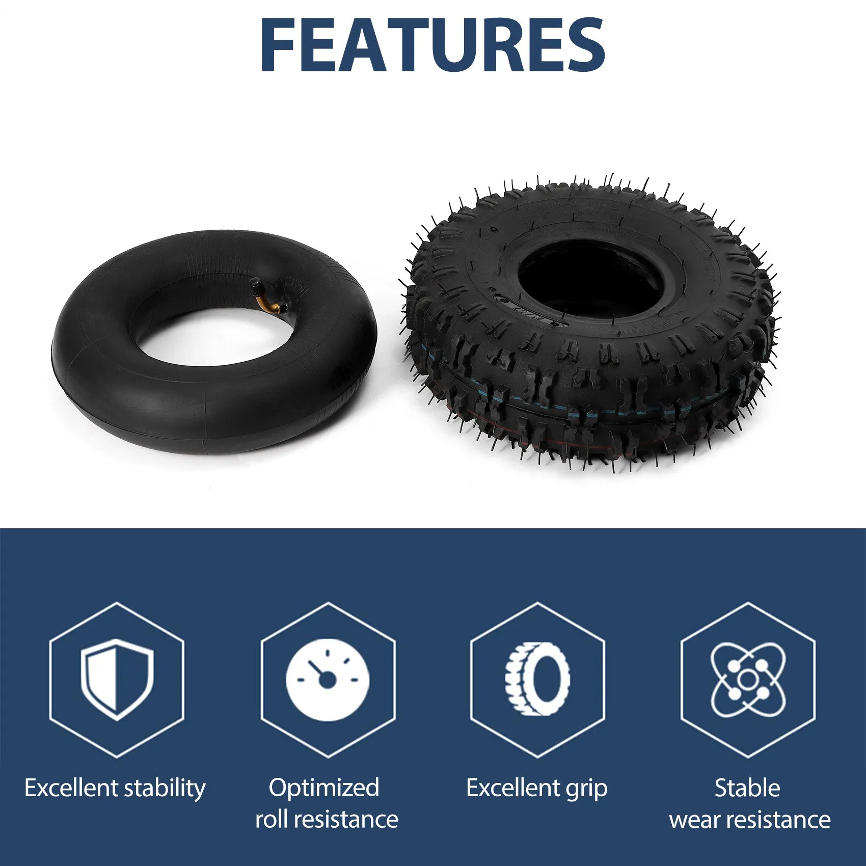

Efficientt-Inner Tube 4.10/3.50-4, Outer Tube 4.10-4 For Garden Rototiller Snow Blower Mowers Hand Truck Wheelbarrow Go Cart Kid