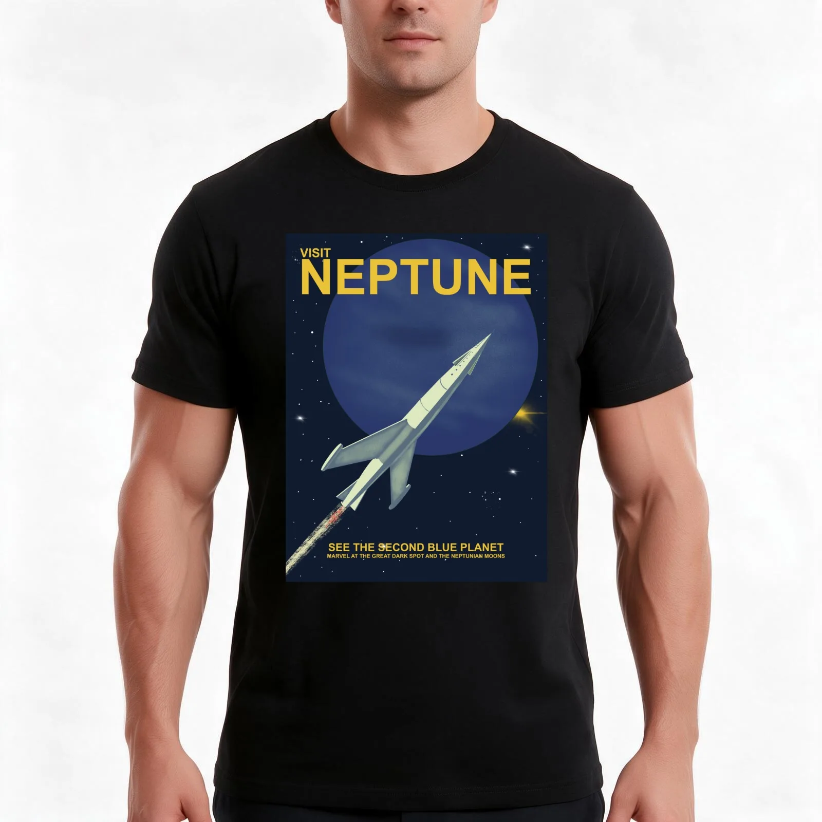 Visit Neptune The Second Blue Planet T-Shirt, Summer Casual Cotton Tee, Oversized Streetwear Tops, Vintage Graphic Print