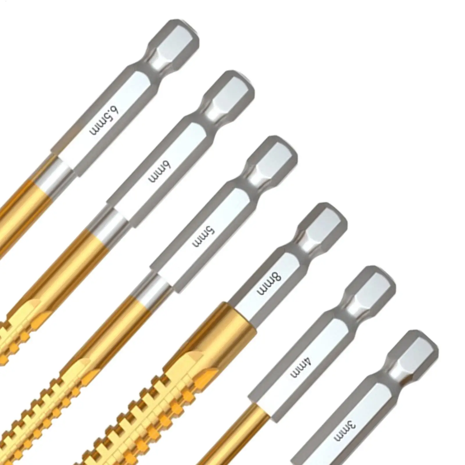 6pcs/set Twist Drill Bits Hex Shank High Speed 6 Pieces 3-8 Mm Serrated Twist Drill Bits For Woodworking Home Improvement