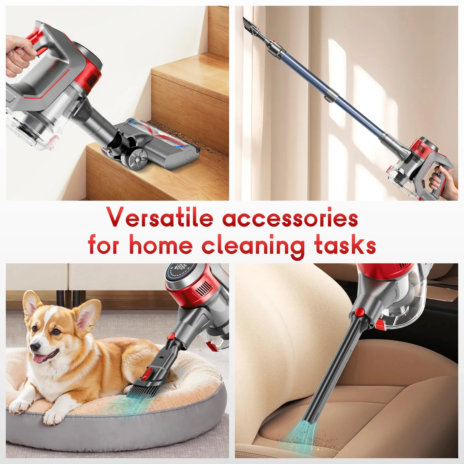 Honki Cordless Vacuum Cleaner 78KPA 45Mins 6*2200mAh Lightweight Stick Vacuum Cleaner for Home Hardwood Floor Carpet Pet Hair view 8