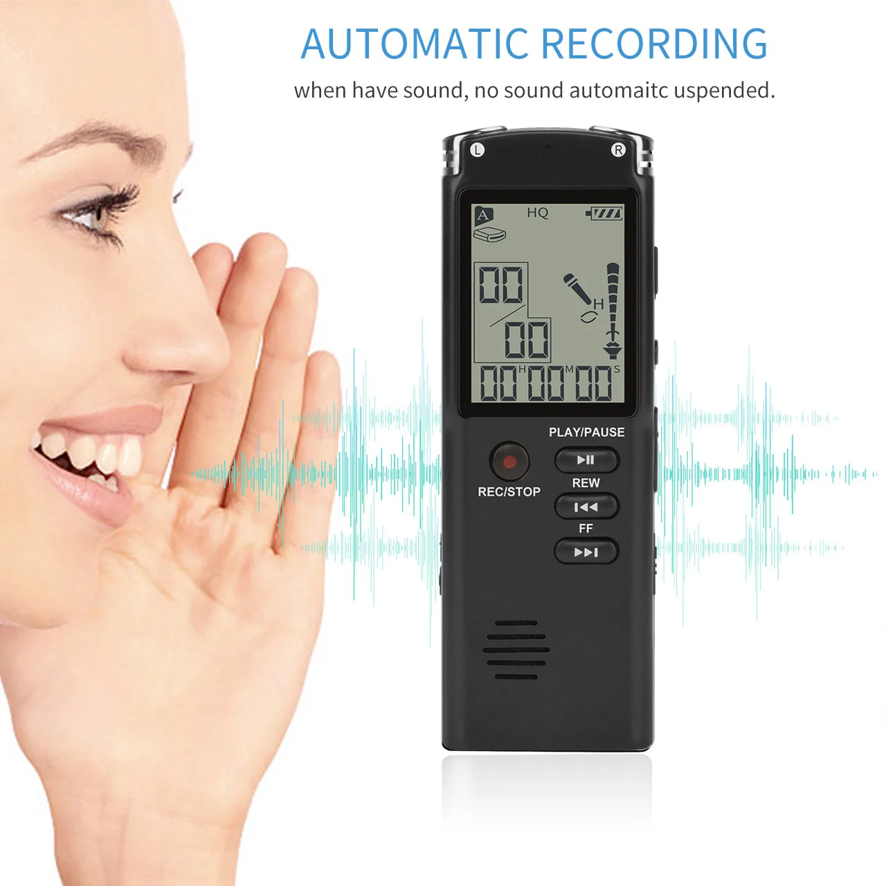 Digital Audio Voice Recorder 16GB/32GB/64GB High-Quality Intelligent Noise Reduction Recording Real Time Display with MP3 Player