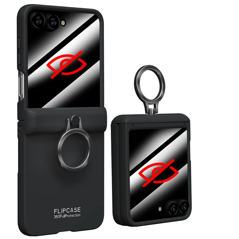 ציר האביב קשה hinging pc במקרה של samsung גלקסיה samsung z להעיף 6 hd/אנטי peep מסך כיסוי מגן עם טבעת קיפוד