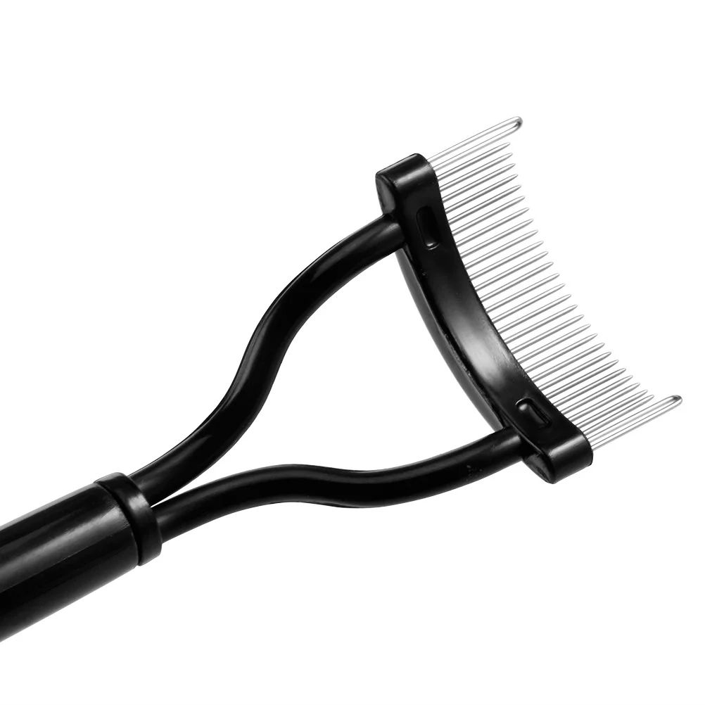 Grzebyk do rzęs ze stalową igłą, zakrzywione metalowe zęby, dopasowany do konturowania oka, naturalny wygląd po nakładaniu tuszu, grzebienek do makijażu rzęs.