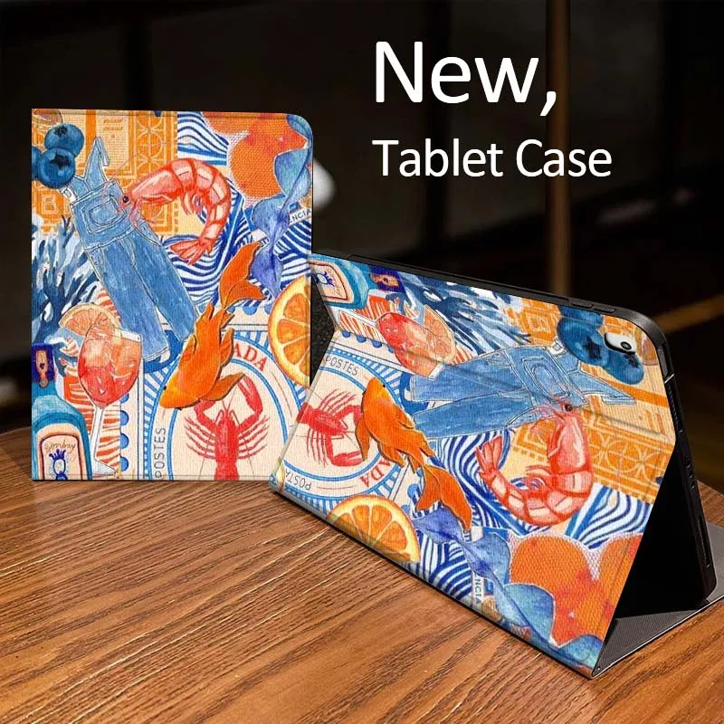 

Художественная иллюстрация Ocean Fruit для iPad Pro 10th 11th 5th 6th 7 8 9 2 gen 11 13 M4 M5 10.2 9.7 12.9 10.5 10.9 Inch Чехол для планшета