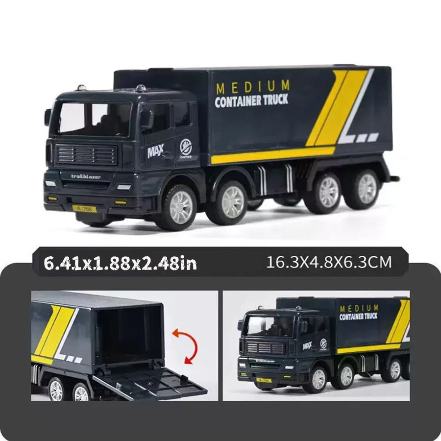 1 قطعة/محاكاة حاوية نقل شاحنة شحن مركبة الأطفال أطفال التراجع نموذج سيارة ألعاب تعليمية لصبي لعبة هدية #6