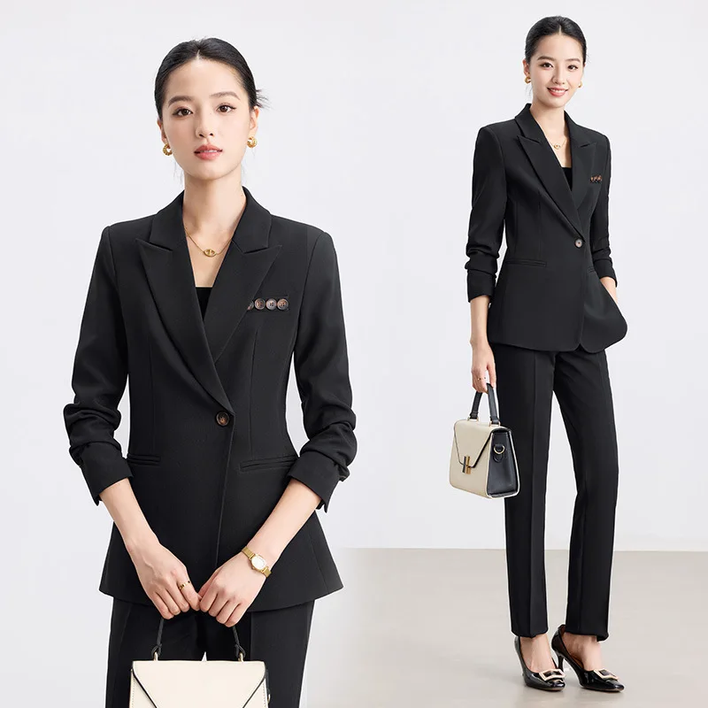 

Новый женский костюм, элегантный стиль богини, униформа для администратора салона красоты, профессиональный деловой пиджак, рабочая форма.