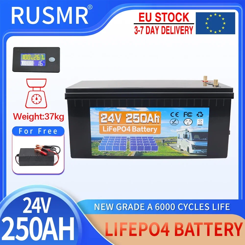 12V 24V LiFePO4 Battery Pack 300Ah 200Ah 100Ah 50AH Built-in BMS Lithium Iron Phosphate Cells 6000 Cycles For Golf Cart Solar RV